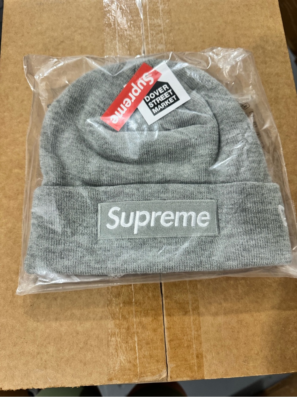Supreme Gray Heather Box Logo Cuffed Beanie